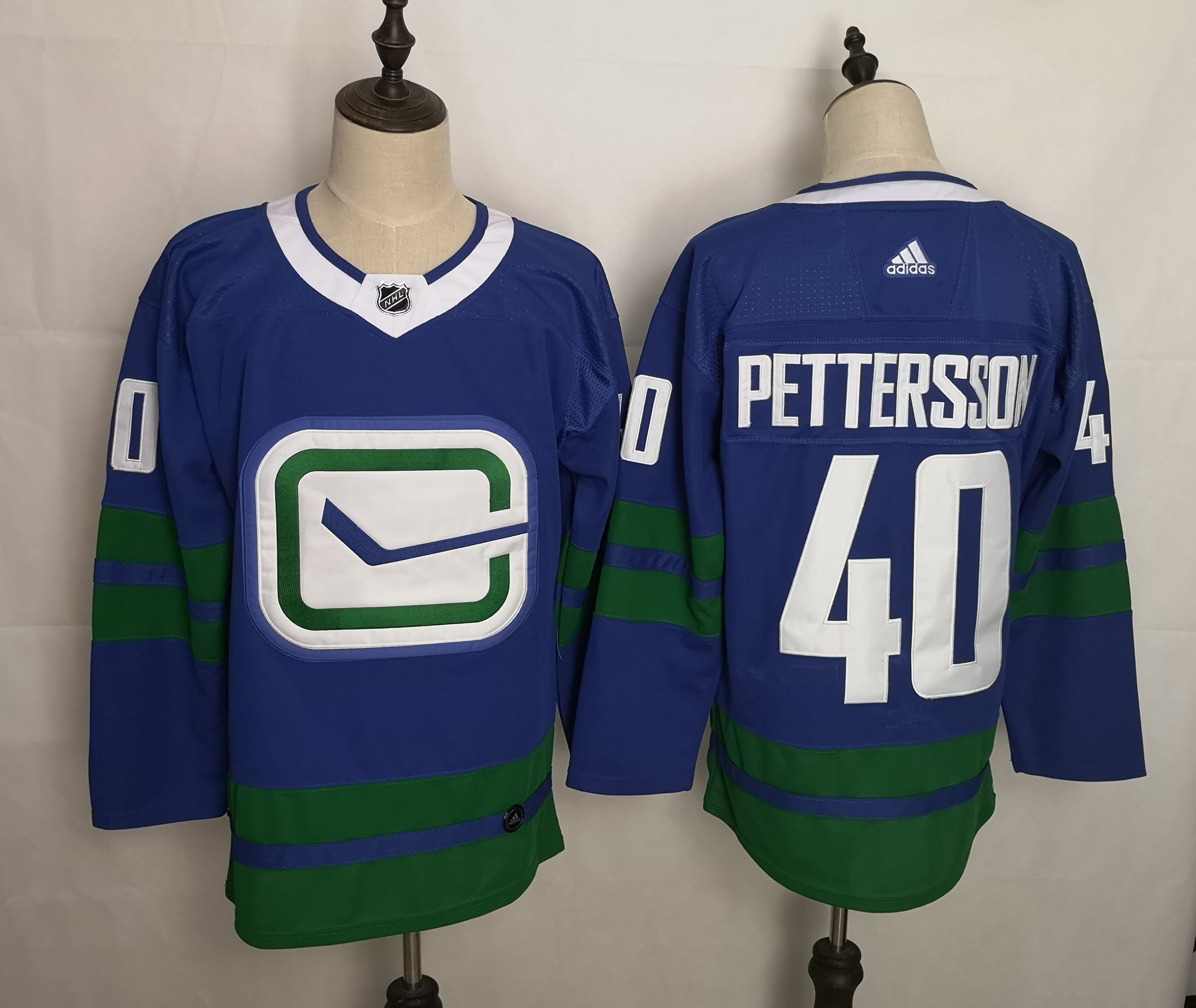 Men Vancouver Canucks #40 Pettersson Blue Home Authentic Stitched Adidas NHL Jersey
